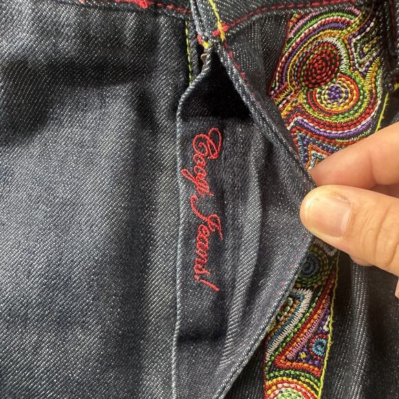 VTG Y2K COOGI Jeans Big Embroidered Spell Out 3D Knit Pattern Baggy Size 36x34 - Picture 5 of 10